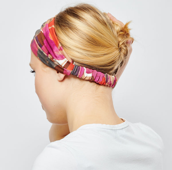 Zara | Cotton Headband - Purple & Orange Geometric