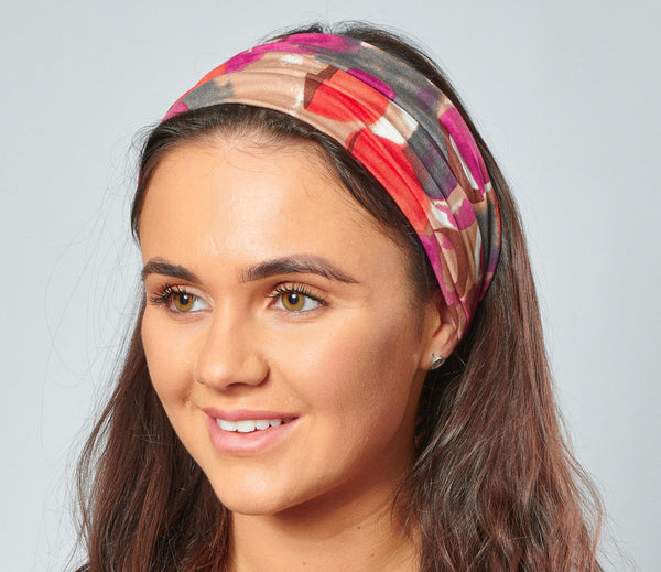 Zara | Cotton Headband - Purple & Orange Geometric