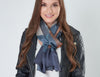 Aria | Silk Charmeuse Scarf - Grey, Peach & Gold Block Pinstripe