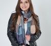 Aria | Silk Charmeuse Scarf - Grey, Peach & Gold Block Pinstripe