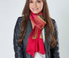 Aria | Silk Charmeuse Scarf - Raspberry & Gold Block Pinstripe
