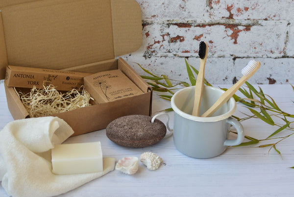 Rio Self Care Spa Gift Box Eco Friendly Bamboo Face Cloth and Toothbrushes Pumice Stone Vegan Soap