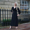 Black Twisted Front Dress | Wanda V Neck Soft Jersey Dress
