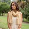 Sophia Organza and Crepe Silk Viscose Soft Gold Tasselled Bridal Bridesmaid Special Occasion Wrap