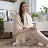 Cream Pashmina | Drew Super Soft Large Special Occasion Wrap with Tassels