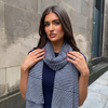 Striped Scarf | Clara Navy Blue and White Large Soft Light Weight Scarf or Sarong