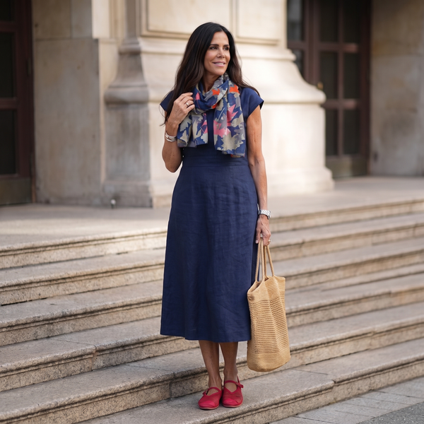 Leaf Scarf | Hannah Large Soft Light Weight Gauzy Wrap Recycled Polyester Blue Sage Pink