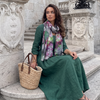 Abstract Floral Scarf | Hannah Brush Stroke Watercolour Pink Green Grey Wrap