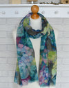 Abstract Floral Scarf | Clara Brush Stroke Watercolour Blue Green Turquoise Wrap