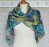 Abstract Floral Scarf | Clara Brush Stroke Watercolour Blue Green Turquoise Wrap