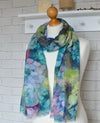 Abstract Floral Scarf | Clara Brush Stroke Watercolour Blue Green Turquoise Wrap