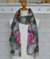 Abstract Floral Scarf | Clara Brush Stroke Watercolour Pink Green Grey Wrap