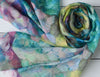 Abstract Floral Scarf | Clara Brush Stroke Watercolour Blue Green Turquoise Wrap