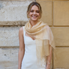 Organza Wrap in Cream Silk Crepe & Gold Organza Sophia Tasselled Special Occasion Scarf