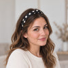 Polka Dot Twisted Knot Alice Band Black with Cream Spot Silky Fabric Rigid Hair band