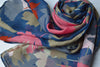 Leaf Scarf | Hannah Large Soft Light Weight Gauzy Wrap Recycled Polyester Blue Sage Pink