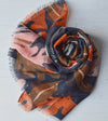 Leaf Scarf | Hannah Soft Light Weight Gauzy Wrap with Sequin Detail Orange Navy Blue Pink Brown