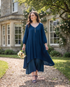 Teal Blue Layered Dress | Chelsea Loose Fitting Dress with Front Button Detail