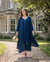 Teal Blue Layered Dress | Chelsea Loose Fitting Dress with Front Button Detail