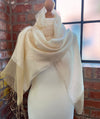 Organza Wrap in Cream Silk Crepe & Gold Organza Sophia Tasselled Special Occasion Scarf