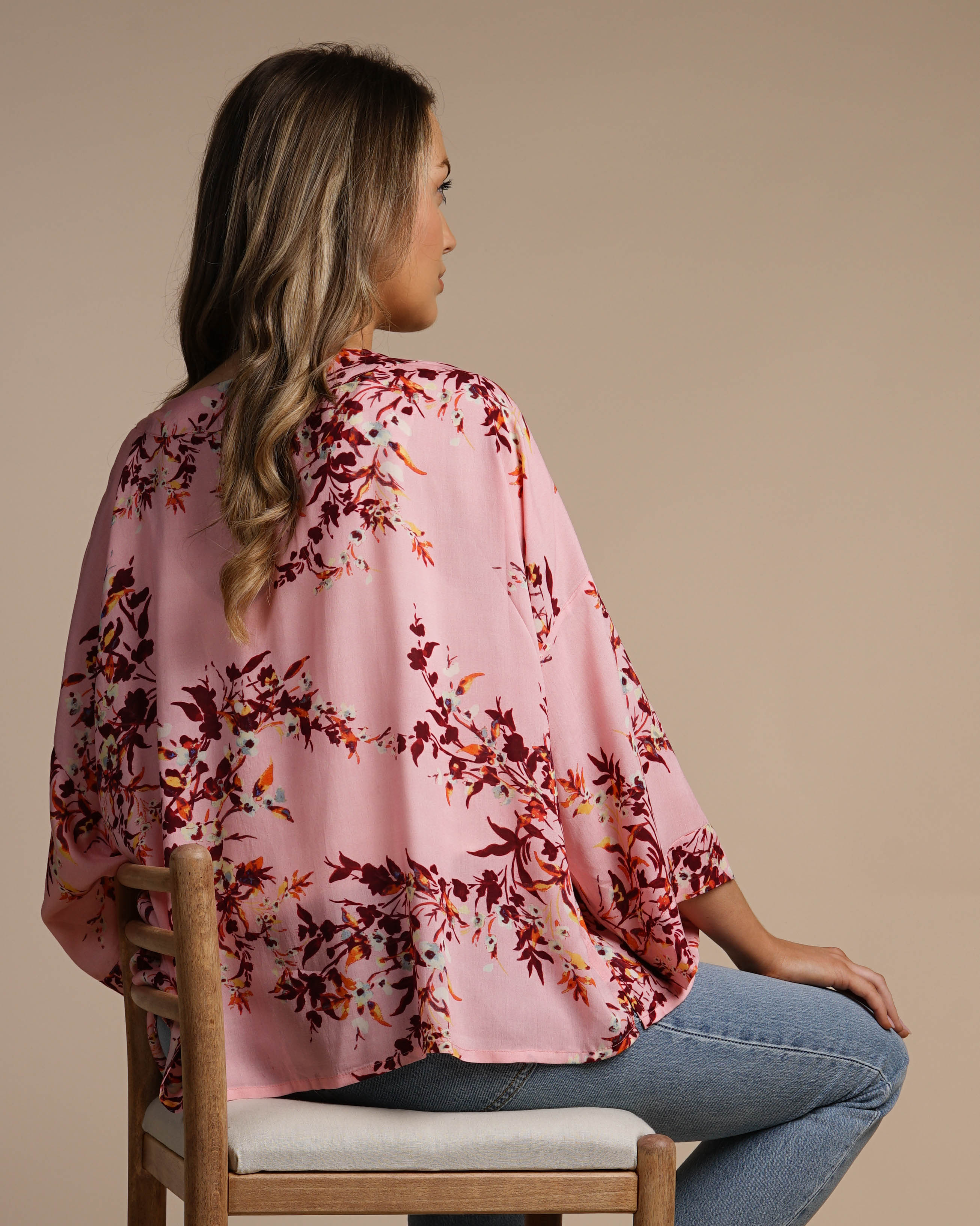 Pink Floral Kimono | Mya Short Kimono Jacket with Matching Headband ...