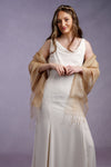 Sophia Organza and Crepe Silk Viscose Soft Gold Tasselled Bridal Bridesmaid Special Occasion Wrap