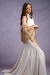 Sophia Organza and Crepe Silk Viscose Soft Gold Tasselled Bridal Bridesmaid Special Occasion Wrap