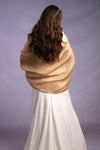 Sophia Organza and Crepe Silk Viscose Soft Gold Tasselled Bridal Bridesmaid Special Occasion Wrap