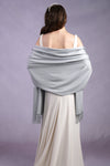 Silver Grey Pashmina | Drew Super Soft Large Special Occasion Wrap with Tassels