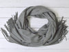 Grey Pashmina | Drew Medium Dark Grey Super Soft Large Special Occasion Wrap with Tassels