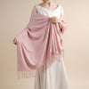 Dusky Pink Pashmina Drew Super Soft Large Special Occasion Wrap with Tassels