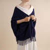 Navy Blue Pashmina | Drew Super Soft Large Special Occasion Wrap with Tassels