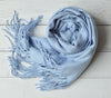 Powder Blue Pashmina | Drew Light Blue Super Soft Large Special Occasion Wrap with Tassels