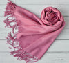 Rose Pink Wrap, Soft Large Shawl with Tassels, Evening and Occasion Wear