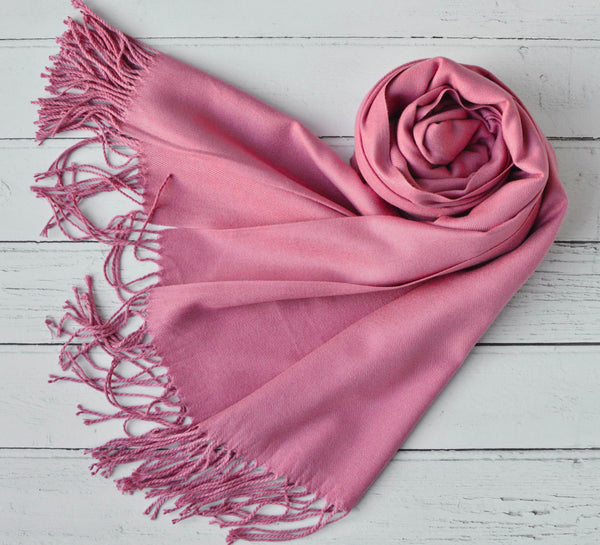 Rose Pink Wrap, Soft Large Shawl with Tassels, Evening and Occasion Wear