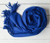 Royal Blue Pashmina | Drew Super Soft Large Special Occasion Wrap with Tassels