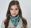 Snood | Esme Teal Blue Printed Jersey Loose Fit Neck Warmer with Soft Brushed Fleecy Back