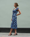 Gilly | Soft Jersey Midi Dress in a Blue Floral Print