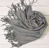 Grey Pashmina | Drew Medium Dark Grey Super Soft Large Special Occasion Wrap with Tassels