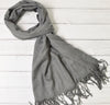 Grey Pashmina | Drew Medium Dark Grey Super Soft Large Special Occasion Wrap with Tassels