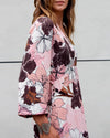 Peach Cream Copper Print Dress | Amelia Floral Soft Jersey Maxi Dress