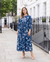 Blue Floral Dress | Manon Relaxed Fit Dress with 3/4 Sleeves & Gathered Skirt