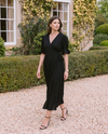 Black Wrap Dress | Molly Semi-Sheer Viscose Dobby Dress