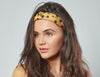 Mustard Yellow with Navy Spot Silky Twisted Knot Rigid Headband