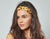 Mustard Yellow with Navy Spot Silky Twisted Knot Rigid Headband