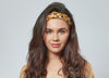 Mustard Yellow with Navy Spot Silky Twisted Knot Rigid Headband