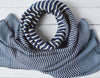 Striped Scarf | Clara Navy Blue and White Large Soft Light Weight Scarf or Sarong