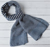 Striped Scarf | Clara Navy Blue and White Large Soft Light Weight Scarf or Sarong