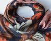 Leaf Scarf | Hannah Soft Light Weight Gauzy Wrap with Sequin Detail Orange Navy Blue Pink Brown