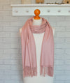 Blush Peachy Pink | Drew Pashmina Super Soft Large Special Occasion Wrap with Tassels